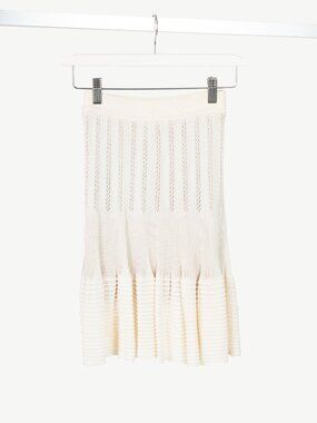 Alaia Cream Pointelle Ribbed Knit Mini Skirt